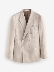 Stone Slim Fit Textured Double Breasted Suit Jacket - Image 9 of 13