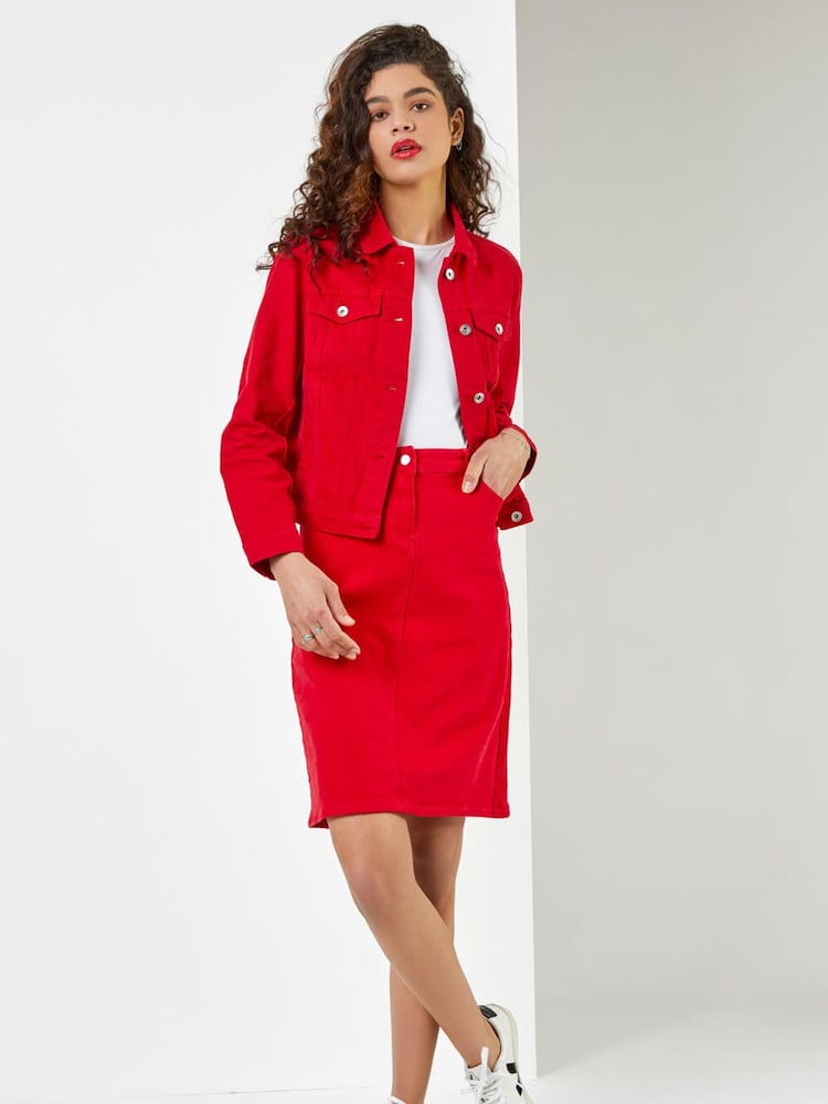 Roman Red Denim Jacket - Image 1 of 5 Roman Red Denim Jacket - Image 1 of 5