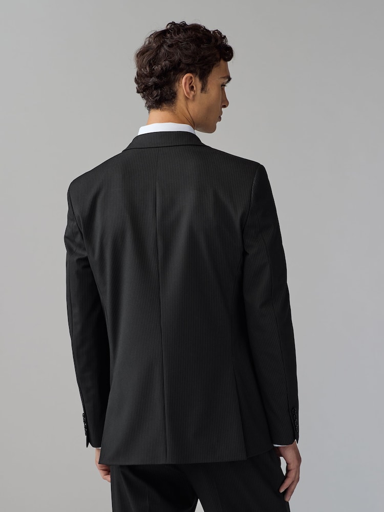Noir - Veste de costume slim rayée - Image 3 of 10