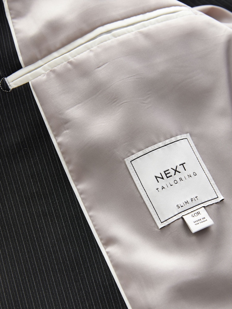 Noir - Veste de costume slim rayée - Image 8 of 10