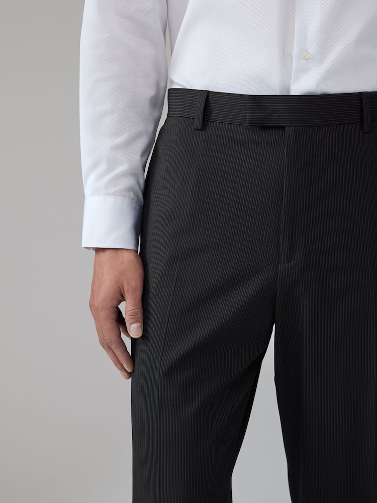 Noir - Straight Fit Rayure Pantalon de costume - Image 4 of 9