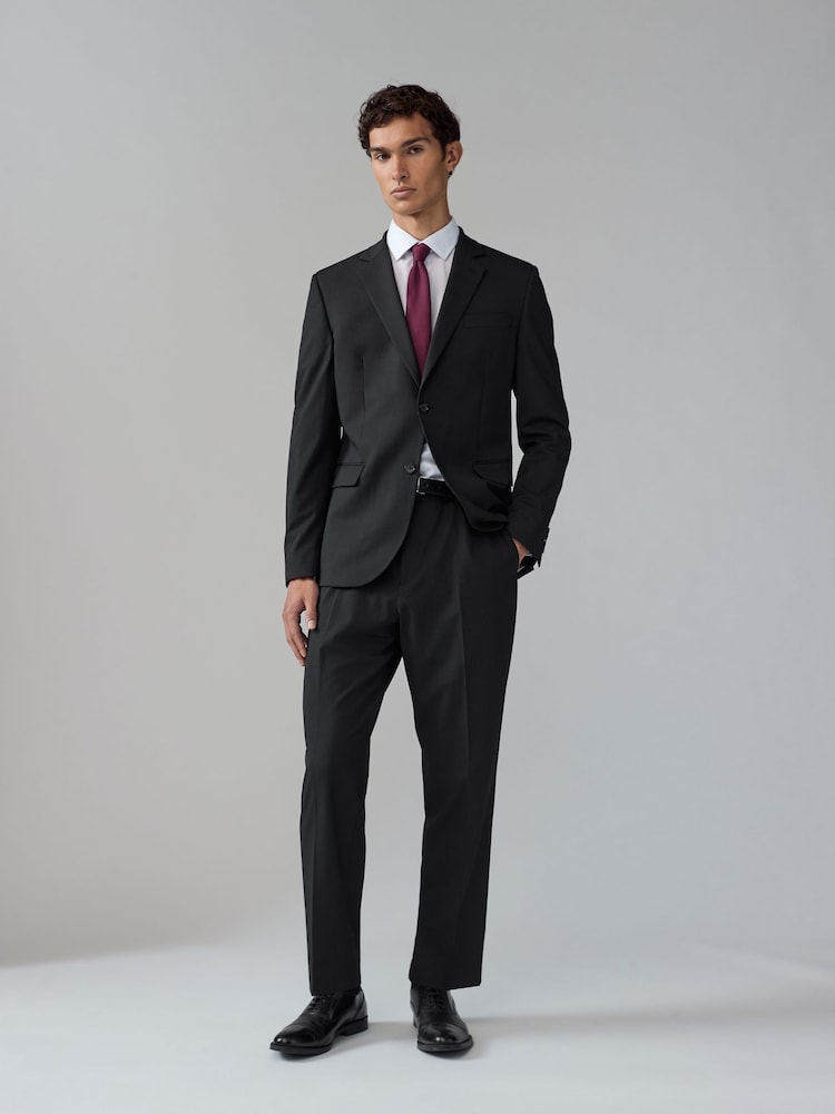 Noir - Straight Fit Rayure Pantalon de costume - Image 5 of 9