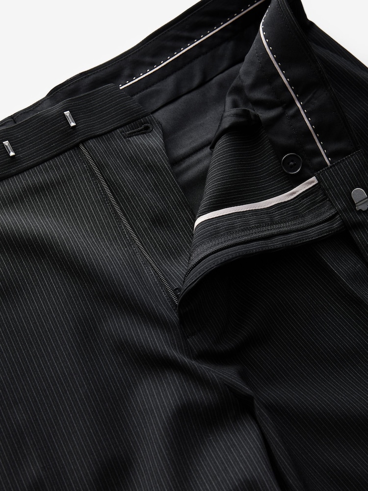Noir - Straight Fit Rayure Pantalon de costume - Image 8 of 9