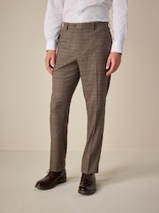 Neutral Regular Fit Trimmed Check Suit Trousers - Image 1 of 5