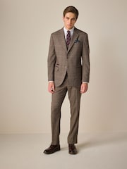 Neutral Regular Fit Trimmed Check Suit Trousers - Image 2 of 5