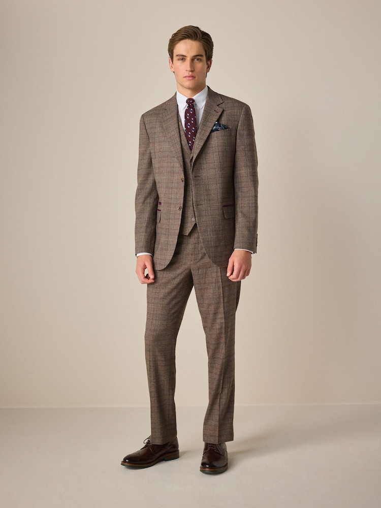 Neutral Trimmed Check Suit Waistcoat - Image 2 of 4