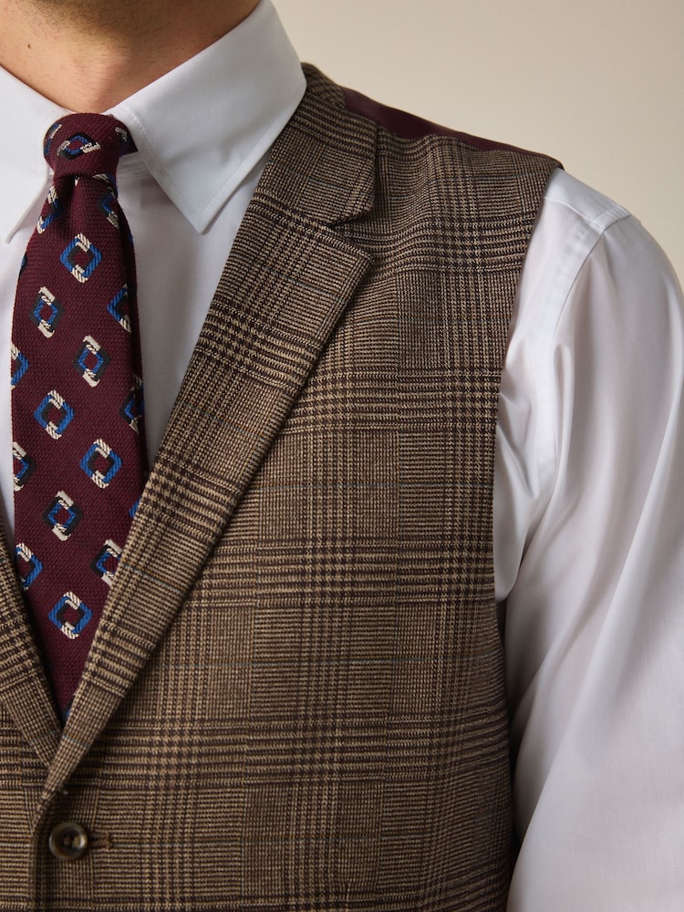 Neutral Trimmed Check Suit Waistcoat - Image 4 of 4