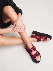 Simply Be Pink Touch and Close Three Strap Active Sandals in Wide Fit - Image 1 of 4