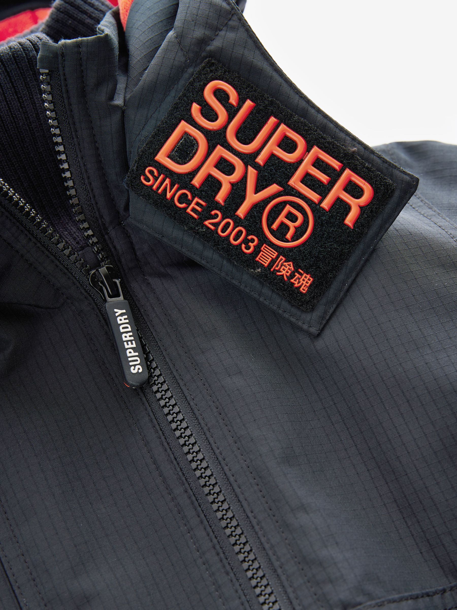 Superdry Black Fleece Lined Ripstop Coat