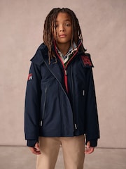 Superdry Navy Fleece Lined Ripstop Coat - Image 1 of 14