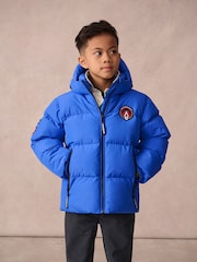Superdry Blue Sports Puffer Coat - Image 1 of 12