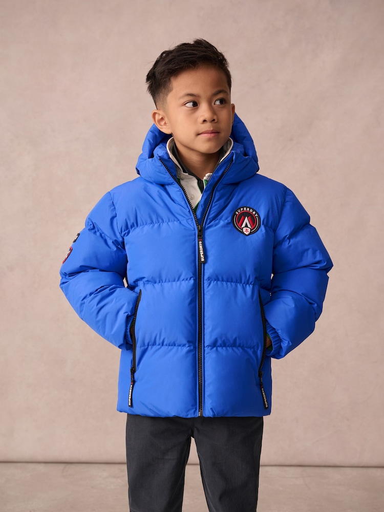 Superdry Blue Sports Puffer Coat - Image 1 of 12