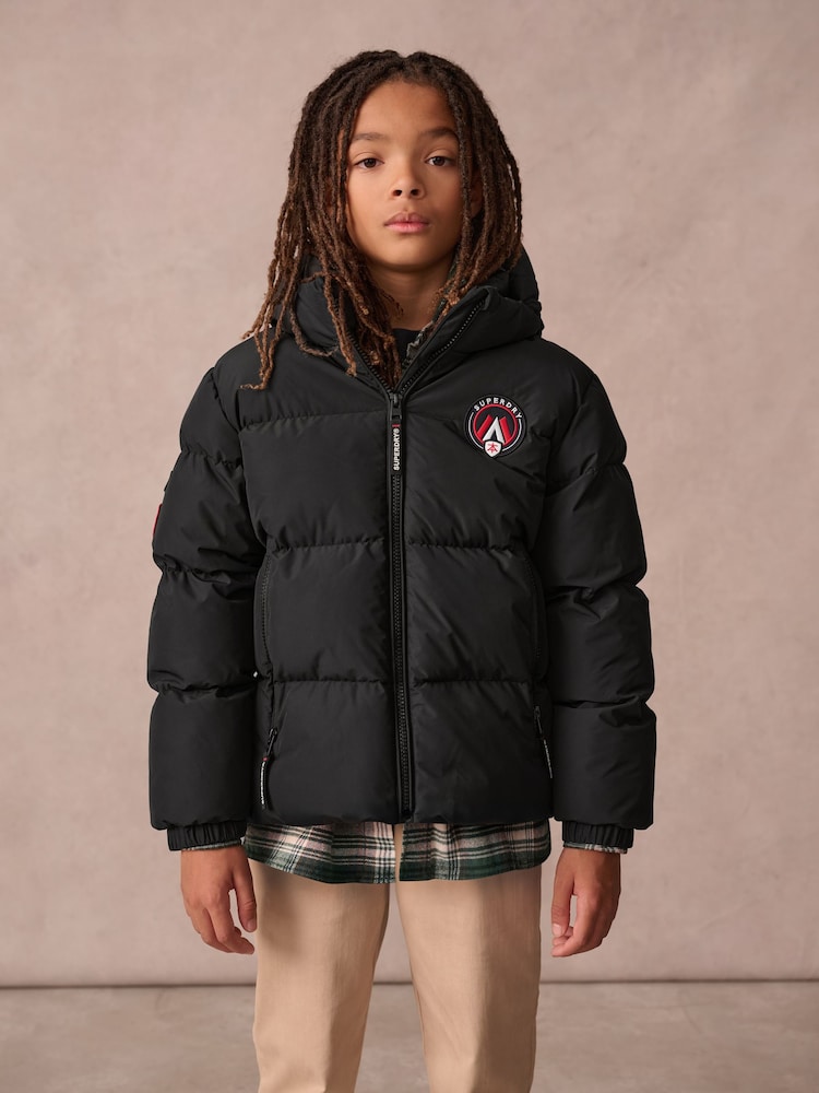 Superdry Black Sports Puffer Coat - Image 1 of 14