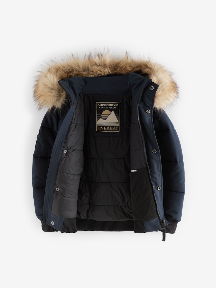 Marineblauw - Superdry Everest Bomber Coat - Image 7 of 12