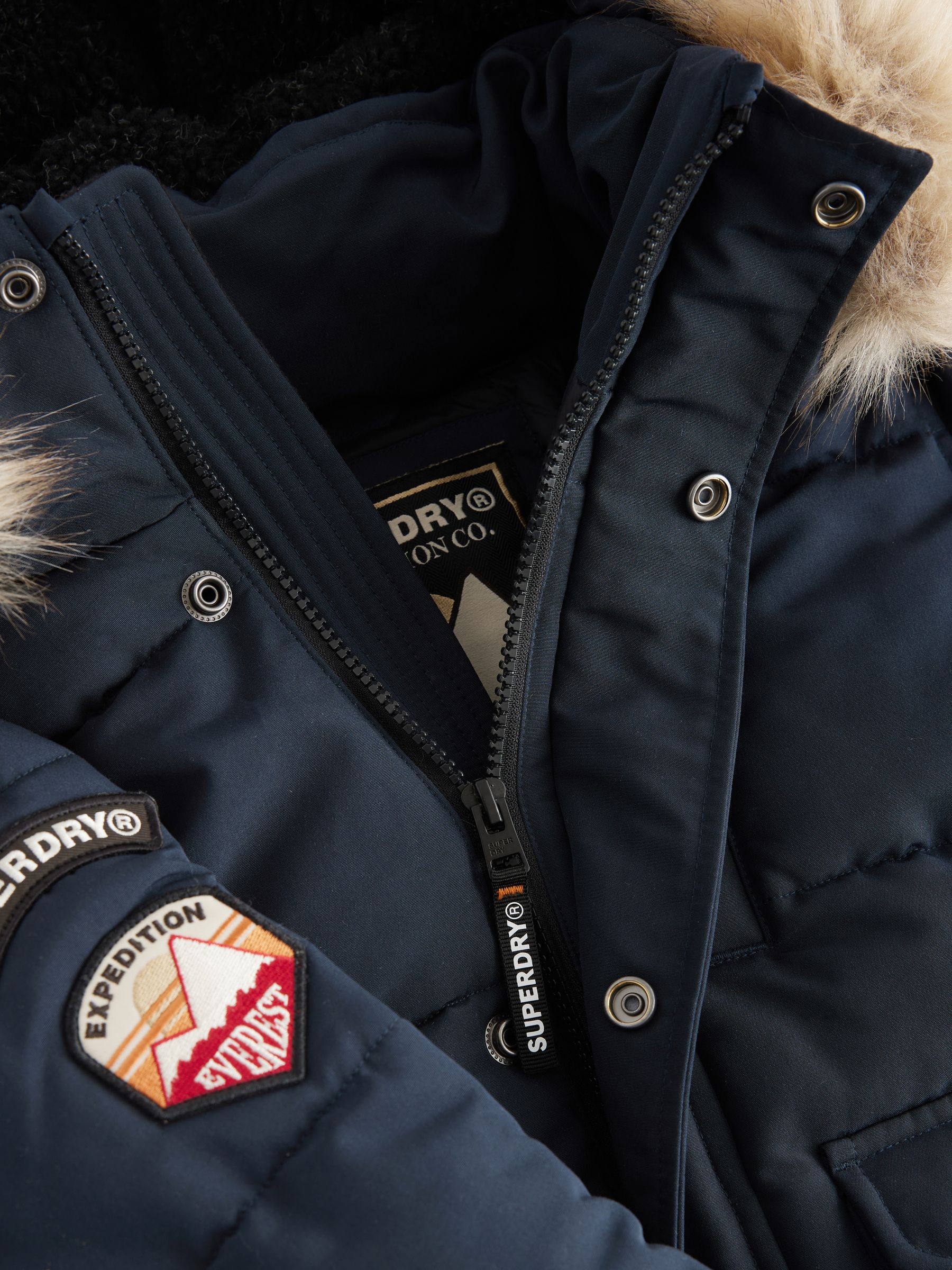 Superdry navy coat hot sale