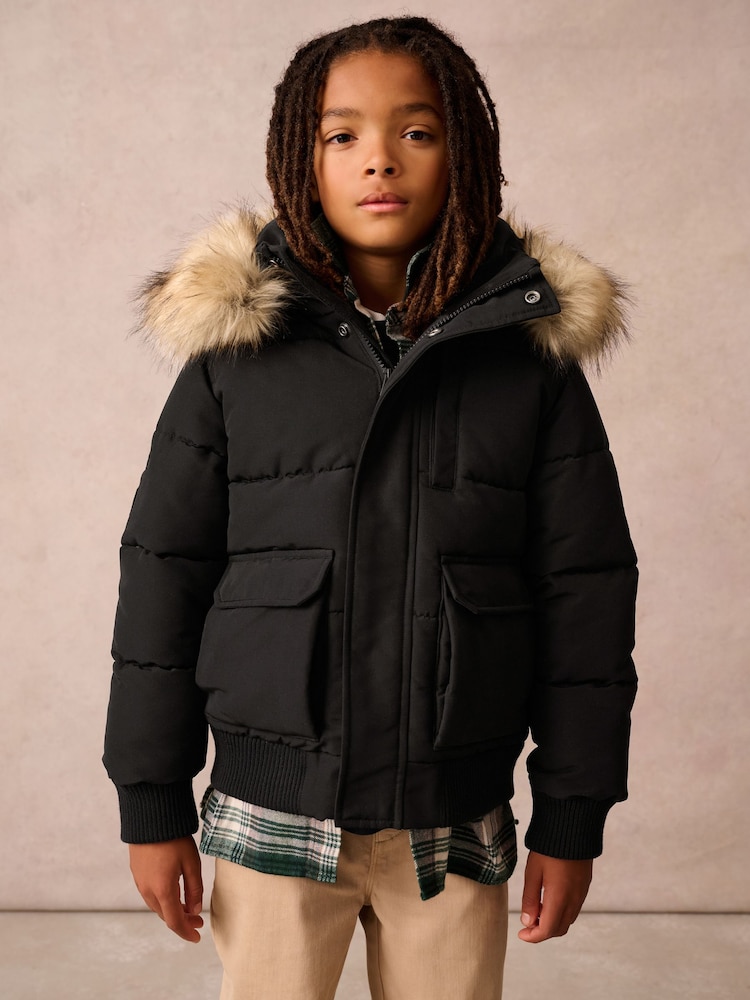 Superdry Black Everest Bomber Coat - Image 1 of 18