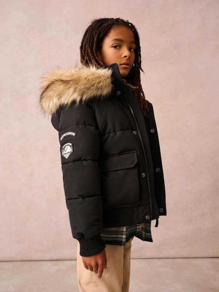 Noir - Superdry Everest Bomber Coat - Image 3 of 18