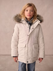Superdry Cream Everest Parka Coat - Image 1 of 10