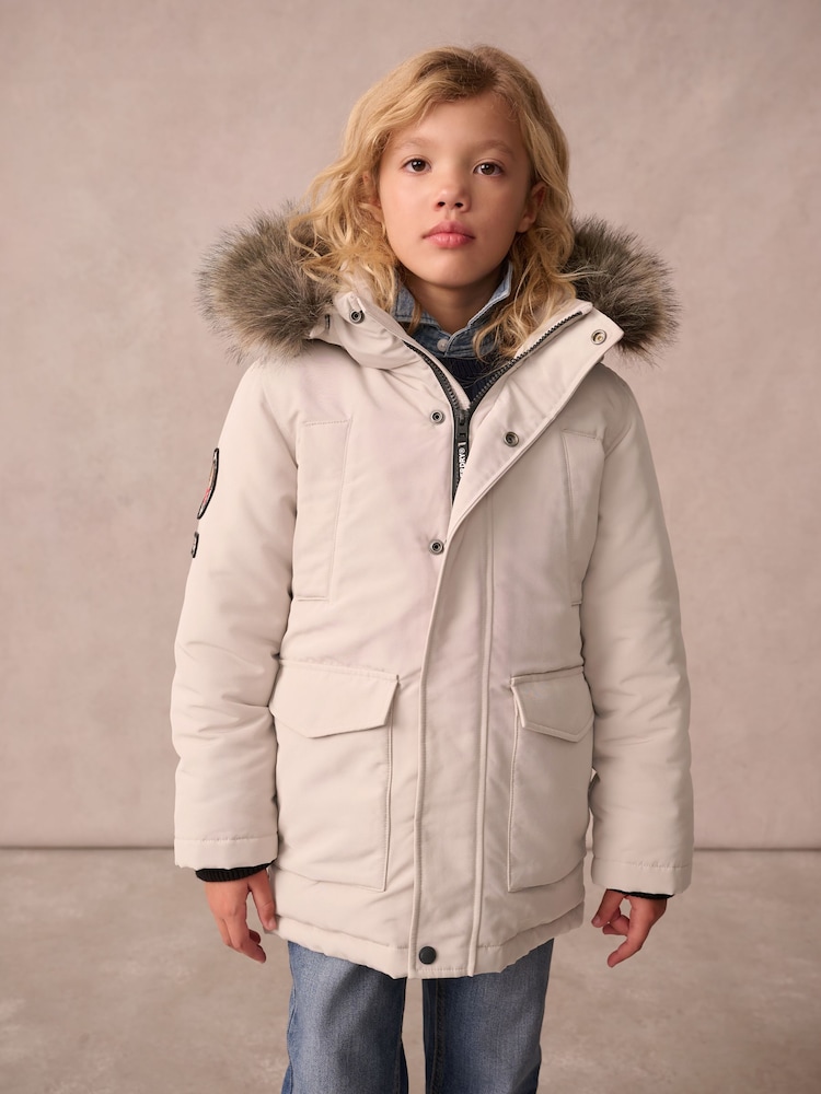 Superdry Cream Everest Parka Coat - Image 1 of 10