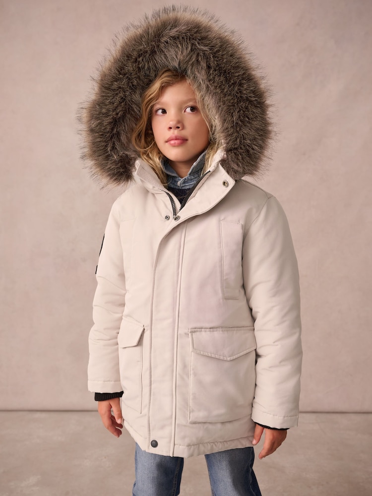 Superdry Cream Everest Parka Coat - Image 2 of 10
