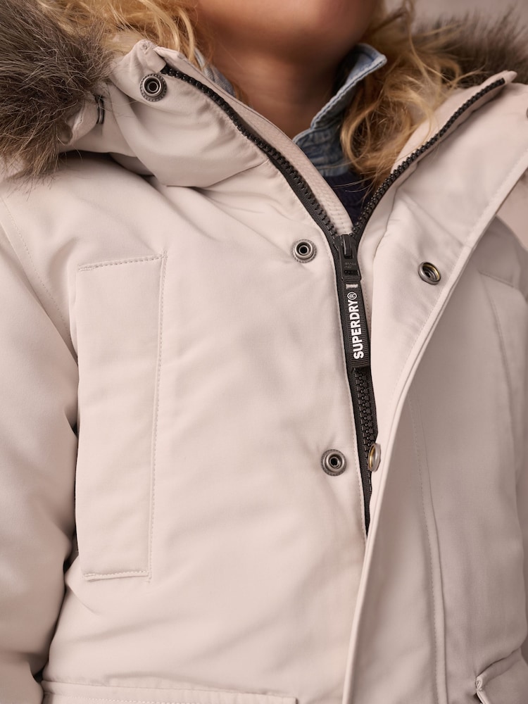 Superdry Cream Everest Parka Coat - Image 4 of 10