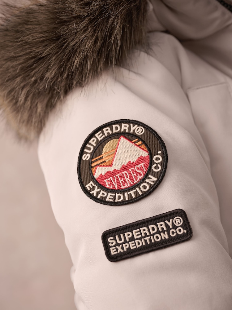 Superdry Cream Everest Parka Coat - Image 6 of 10