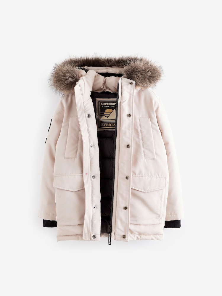 Superdry Cream Everest Parka Coat - Image 7 of 10