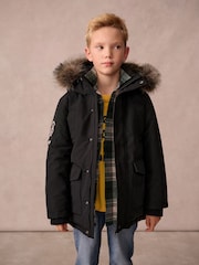 Superdry Black Everest Parka Coat - Image 1 of 13