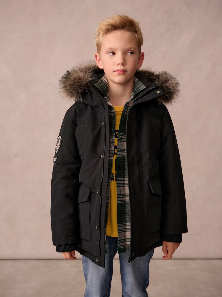 Superdry Black Everest Parka Coat - Image 1 of 13