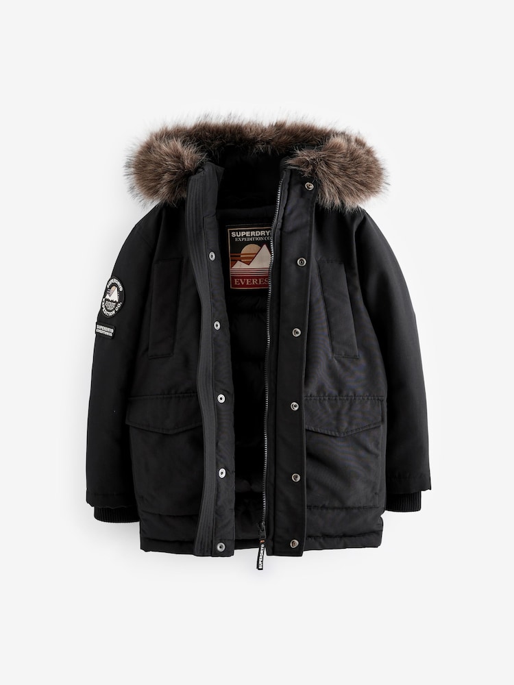 Superdry Black Everest Parka Coat - Image 13 of 13