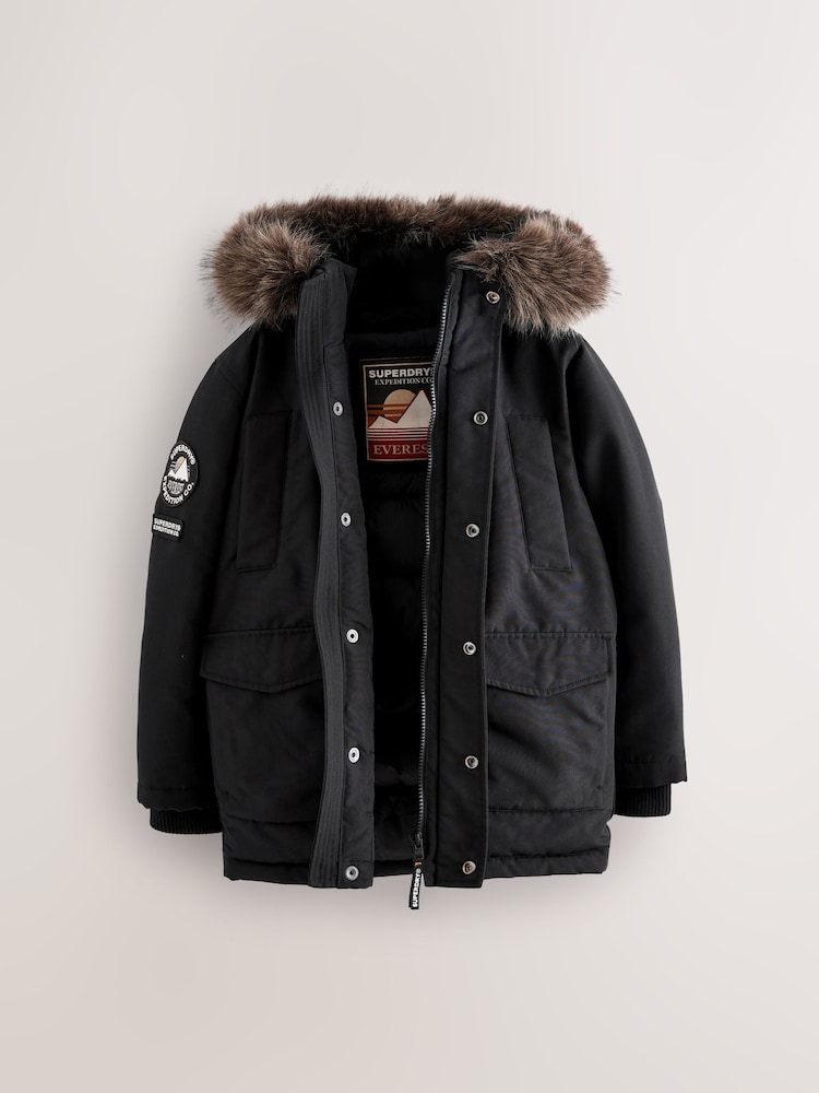 Parka Jacket Waterproof Coat Superdry Buy Superdry Black Everest