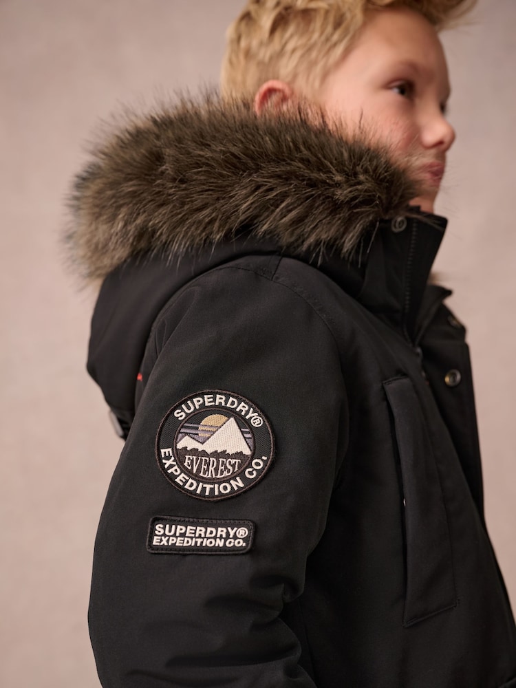 Superdry Black Everest Parka Coat - Image 4 of 13