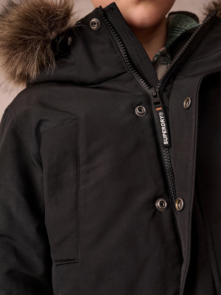 Superdry Black Everest Parka Coat - Image 5 of 13