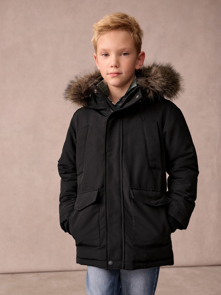 Superdry Black Everest Parka Coat - Image 7 of 13