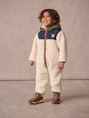 Superdry Beige Sherpa Snowsuit - Image 1 of 10