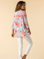 Roman Orange Button Detail Kimono Tunic Top - Image 2 of 4
