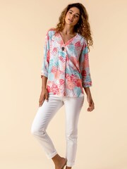 Roman Orange Button Detail Kimono Tunic Top - Image 3 of 4