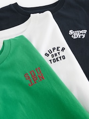 Superdry Green/White T-Shirt 3 Pack - Image 8 of 8
