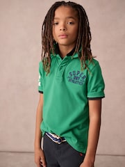 Superdry Green Embroidered Polo Shirt - Image 1 of 9