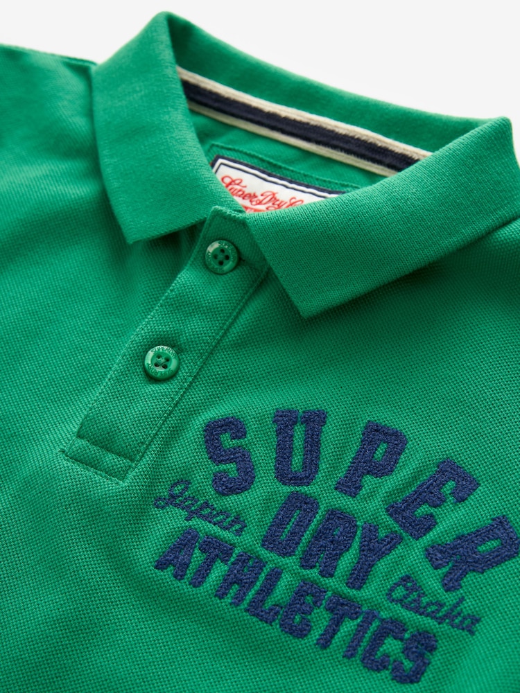 Superdry Green Embroidered Polo Shirt - Image 8 of 9