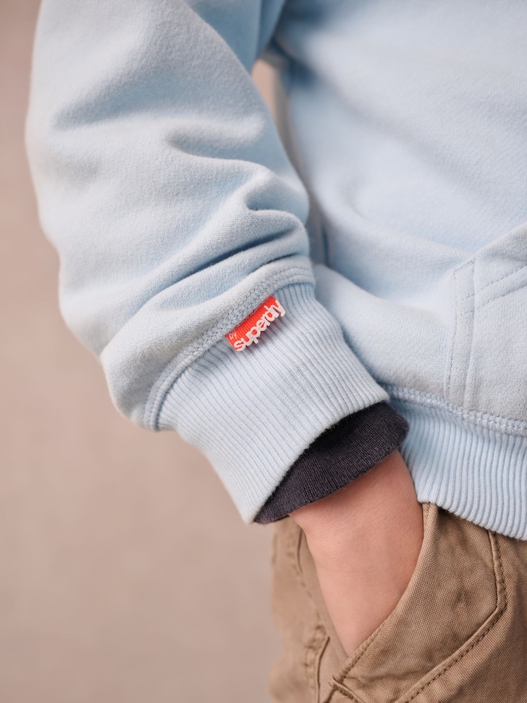 Superdry Blue Essentials Hoodie - Image 4 of 9