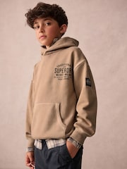 Superdry Tan Brown Classic Flag Hoodie - Image 1 of 8
