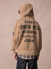 Superdry Tan Brown Classic Flag Hoodie - Image 2 of 8