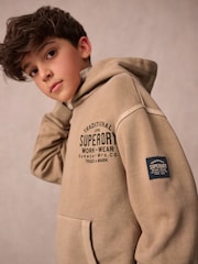 Superdry Tan Brown Classic Flag Hoodie - Image 3 of 8