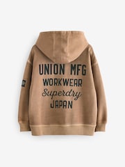Superdry Tan Brown Classic Flag Hoodie - Image 6 of 8