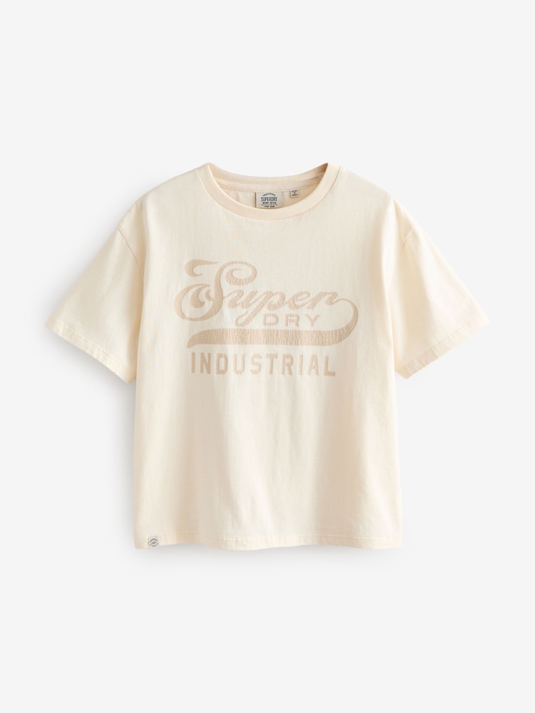 Superdry Oatmeal Printed T-Shirt - Image 1 of 5 Superdry Oatmeal Printed T-Shirt - Image 1 of 5
