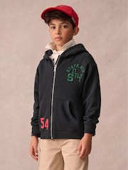 Superdry Navy Zip Through Varsity Hoodie - Image 1 of 11