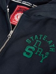 Superdry Navy Zip Through Varsity Hoodie - Image 10 of 11