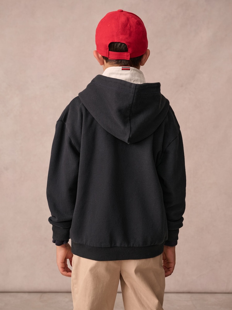 Superdry Navy Zip Through Varsity Hoodie - Image 2 of 11