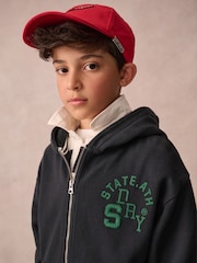 Superdry Navy Zip Through Varsity Hoodie - Image 3 of 11